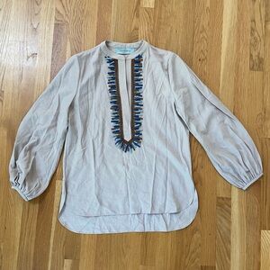 Silvia Tcherassi Triora Embroidered Blouse in Beige